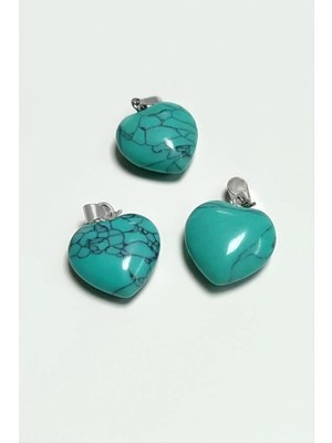 Aesco Turkuaz Kalpli Doğaltaş Kolye Ucu Küçük 1,5 cm