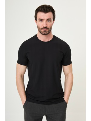 MCR Çizgili Slim Fit Bisiklet Yaka Erkek T-Shirt