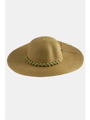 Aesco Boncuk Örme Hasır Şapka