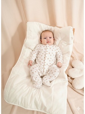 Kidaxi Jakarlı Baskılı Patikli Kahverengi  Tulum 1-3/3-6/6-9/9-12AY