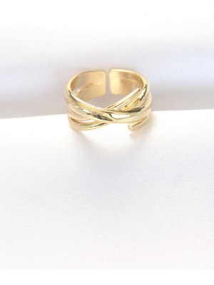 Aesco Mey Ithalat® Kalın Gold Renk Ayarlanabilir Yüzük