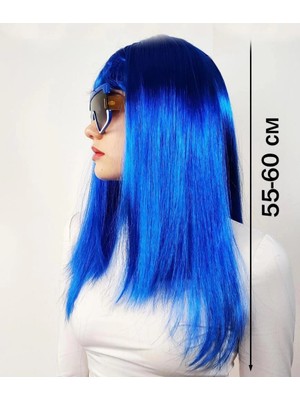Aesco Mey Ithalat® Mavi Renk Uzun Parti Peruğu