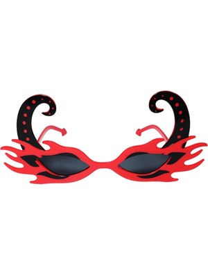 Aesco Mey Ithalat® Siyah Boynuzlu Kırmızı Renk Alevli Parti Gözlüğü 21X10CM