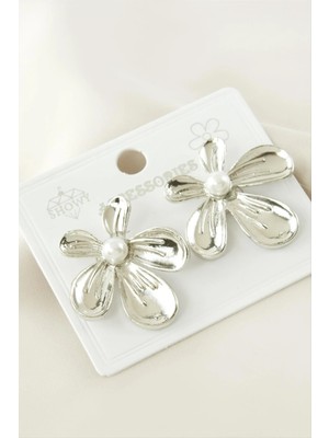 Aesco Çiçek Metal Inci Küpe