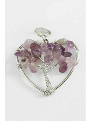Aesco Ametist Kalp Doğaltaş Kolye Ucu
