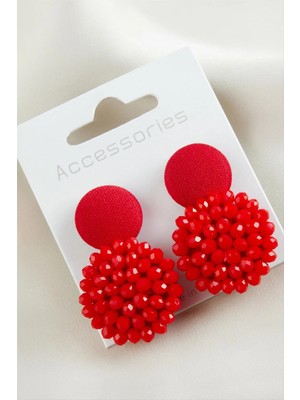 Aesco Düğme Kristal Küpe