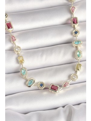 Aesco Mey Ithalat® Pirinç Gold Renk Zirkon Taşlı Vıp Seri Kadın Kolye