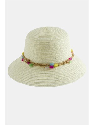 Aesco Renkli Doğaltaşlı Hasır Şapka