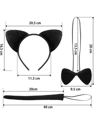 Aesco Mey Ithalat® Kedi Kostüm Taç Kuyruk Papyon Seti 1 Adet