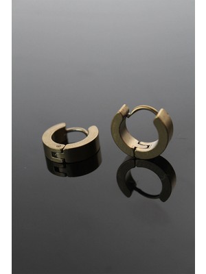 Aesco Mey Ithalat® 316L Çelik Gold Renk Halka Model Çift Küpe
