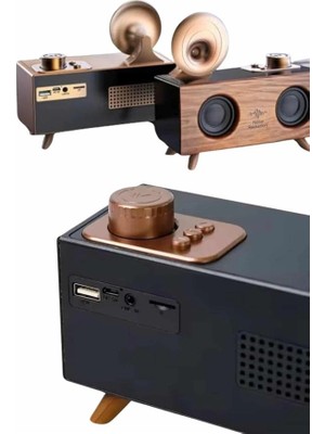 Aesco Mey Ithalat® Bluetooth Nostalji Speaker Radyo Gramofon Ahşap Renk Vintage