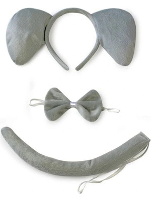 Aesco Mey Ithalat® Fil Kostümü Aksesuar Seti 3 Lü - Taç Papyon Kuyruk