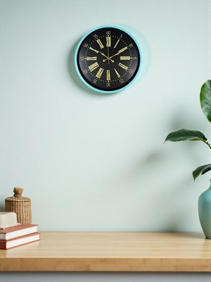 Aesco Mey Ithalat® 36 cm Turkuaz Dekoratif Duvar Saati