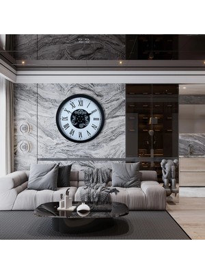 Aesco Mey Ithalat® Black Majesty 60 cm Çarklı Duvar Saati