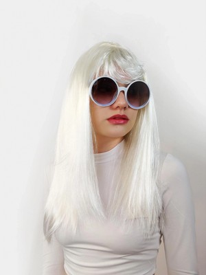 Aesco Mey Ithalat® Beyaz Renk Uzun Düz Parti Peruğu