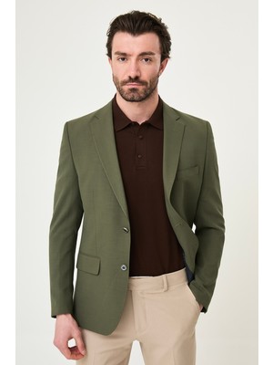 MCR Düz Slim Fit Mono Yaka Keten Erkek Ceket