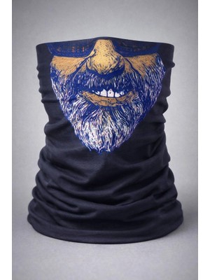 Aesco Mey Ithalat® Sakallı Yüz Desenli Baf – Çok Amaçlı Boyunluk &amp; Maske 1 No