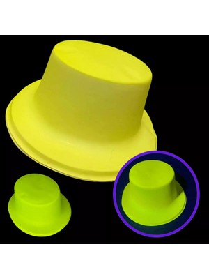 Aesco Mey Ithalat® Neon Partisi Sarı Renk Plastik Fötr Şapka