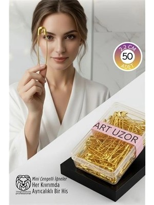 Aesco Mey Ithalat® Gold Mini Çengelli Iğne Seti 50 Adet - 2.2 cm Paslanmaz Metal Tasarım, Hobi ve Terzi Aksesuarı