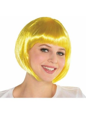 Aesco Mey Ithalat® Sarı Renk Parti Peruğu Kısa Küt Saç