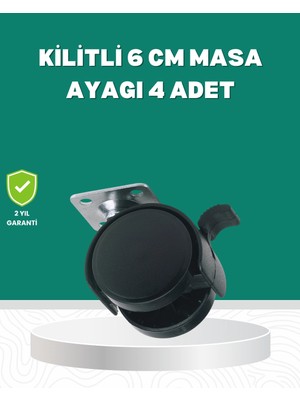 Aesco Mey Ithalat® Zemin Korumalı Kilitli Ayak Tekerlek Seti 6 cm
