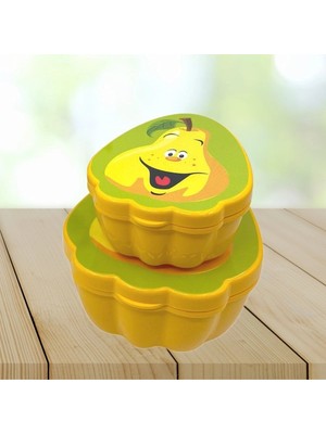 Aesco Mey Ithalat®  2'li Iç Içe Geçebilen Armut Model Saklama ve Beslenme Kabı Seti (550 ml + 250 Ml)