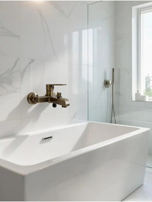 Emfa Aksesuar Antik Vintage Banyo Bataryası - Mat Gold Modern Banyo Bataryası