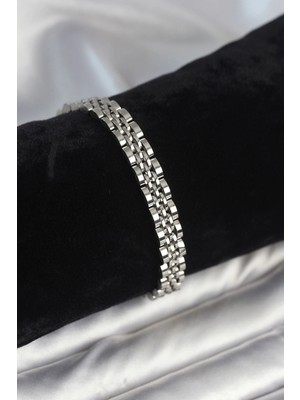 Aesco Mey Ithalat® 316L Çelik 7 mm Kalınlıkta Gümüş Renkli Erkek Bileklik