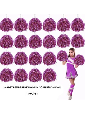Aesco Mey Ithalat® 10 Çift ( 20 Adet ) Pembe Renk 23 Nisan 19 Mayıs 29 Ekim Okul Gösteri Ponponları