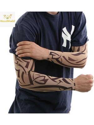 Aesco Mey Ithalat® Giyilebilir Kol Dövmesi Çorap Dövme 3D Baskılı Kol Bacak Dövme 2 Adet Model 10