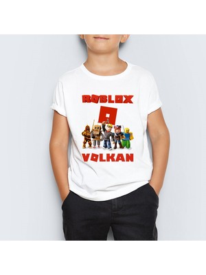 Morinna Erkek Çocuk Tişört Kısa Kol Günlük Stil Pamuk-Polyester Roblox Baskılı