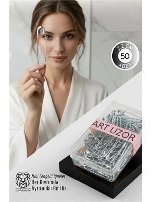 Aesco Mey Ithalat® Gümüş Mini Çengelli Iğne Seti 50 Adet - 2.2 cm Paslanmaz Metal Tasarım, Hobi ve Terzi Aksesuarı