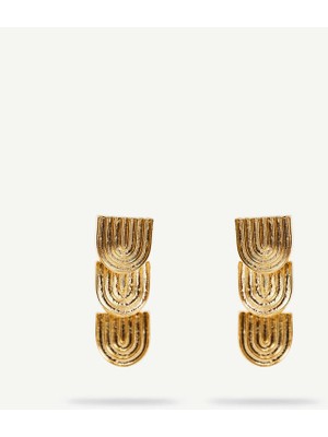 Yargıcı Dokulu Gold Küpe