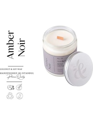 Amber Noir - Kokulu Premium Mum - Odunsu Notalar, Kehribarın Sofistike Uyumu