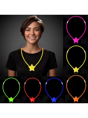 Aesco Mey Ithalat® Glow  Yıldız Kolye - Glow Kolye - Glow Partisi Yıldız Kolye 6 Adet