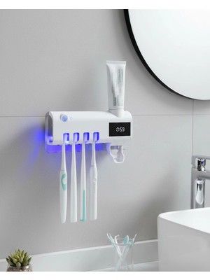 Aesco Mey Ithalat® Sensörlü Uv Sterilize Diş Fırçası Tutucu ve Macun Sıkma Aparatı
