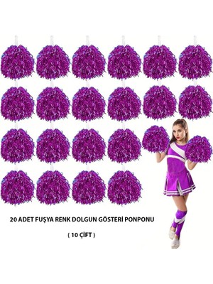 Aesco Mey Ithalat® 10 Çift ( 20 Adet ) Fuşya Renk 23 Nisan 19 Mayıs 29 Ekim Okul Gösteri Ponponları