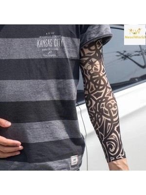Aesco Mey Ithalat® Giyilebilir Kol Dövmesi Çorap Dövme 3D Baskılı Kol Bacak Dövme 2 Adet Model 13