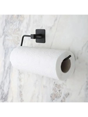 Aesco Mey Ithalat®  Kendiliğinden Yapışkanlı Siyah Paslanmaz Metal Rulo Havluluk Aparat