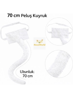 Aesco Mey Ithalat® Beyaz Peluş Kuyruk Şekil Verilebilir 70 cm