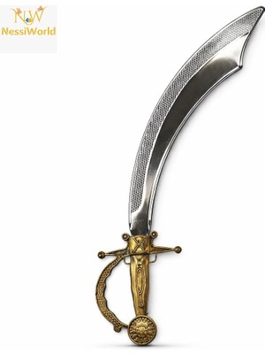 Aesco Mey Ithalat® Parlak Metal Görünümlü Eskitmabe Kzalı Plastik Korsan Kılıcı 45 cm