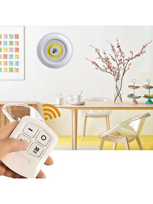 Aesco Mey Ithalat®  3lü Uzaktan Kumandalı Pilli Yapışkanlı Kablosuz LED Spot Alar