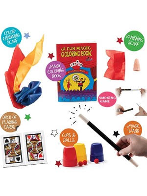 Aesco Mey Ithalat® 7 Parçalık Lüks Sihirbazlık Seti ( Defter-Mendilli Parmak-Deste-Iskambil-Sigara-Kaybolan Kupa-Mendil )