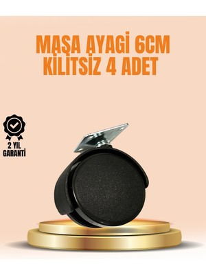Aesco Mey Ithalat® 6 cm Kilitsiz Masa Ayağı Tekerleği 4’lü Set Çok Amaçlı