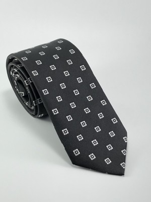 Pierroni Siyah Beyaz Desenli Kravat Microfiber Kumaş ile Şık ve Modern Tasarım