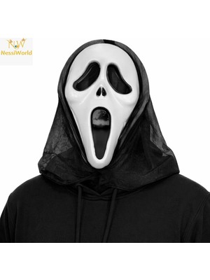 Aesco Mey Ithalat® Kapşonlu Çığlık Maskesi Scream Maskesi - Hayalet Maskesi 33X21 cm