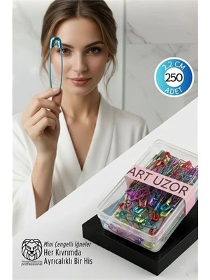 Aesco Mey Ithalat® Renkli Mini Çengelli Iğne Seti 250 Adet - 2.2 cm Paslanmaz Metal Tasarım, Hobi ve Terzi Aksesuarı