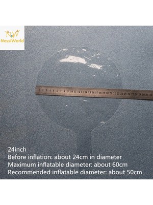 Aesco Mey Ithalat® Kırmızı Simli Yuvarlak Şeffaf Balon 24 Inç