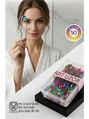 Aesco Mey Ithalat® Renkli Mini Çengelli Iğne Seti 50 Adet - 2.2 cm Paslanmaz Metal Tasarım, Hobi ve Terzi Aksesuarı