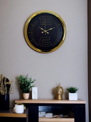 Aesco Mey Ithalat® Elite Luxury Gold 40 cm Metal Duvar Saati